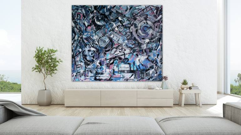 Original Abstract Expressionism Science/Technology Painting by Henryka Wojciechowska