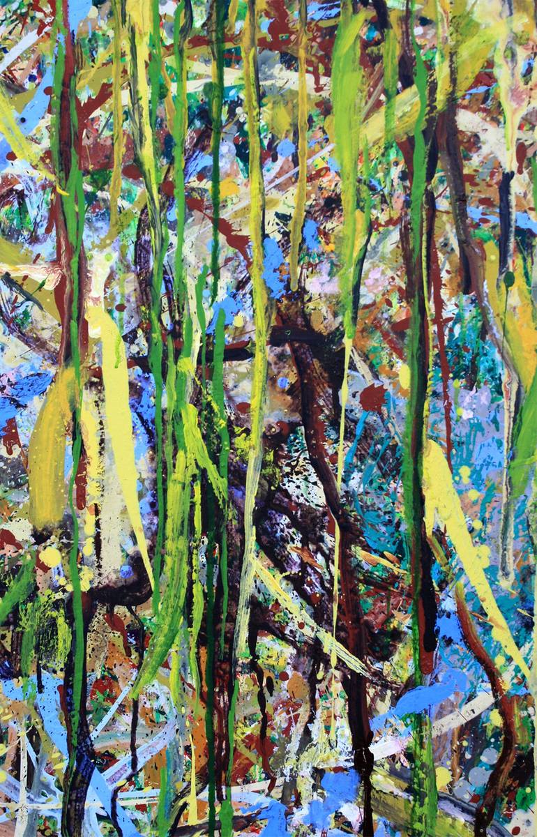 Original Abstract Expressionism Tree Painting by Henryka Wojciechowska