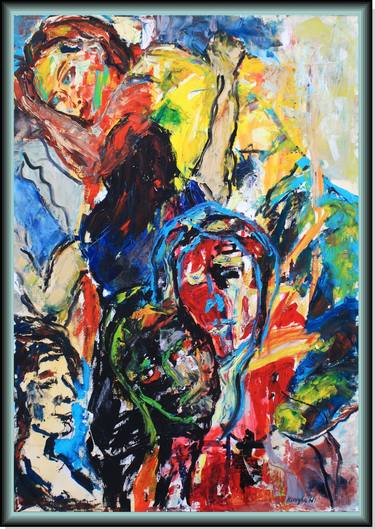 Original Abstract Expressionism People Paintings by Henryka Wojciechowska