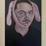 Le lapin
Huile sur toile
73 x 50 cm
2016

Cette peinture est un autoportrait avec une cagoule de lapin rose pour enfant, parce qu'il faut bien rigoler.
