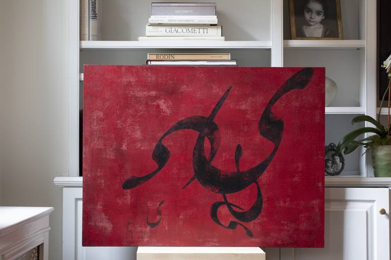 Original Abstract Expressionism Calligraphy Painting by Azita Panahpour