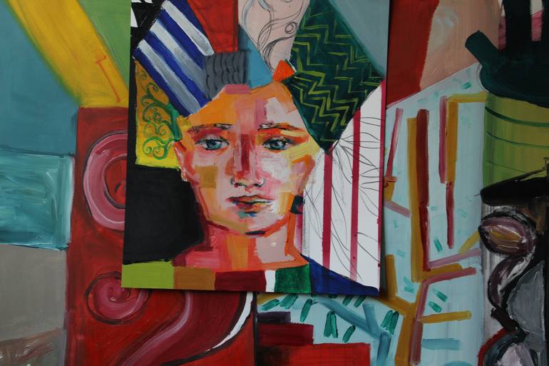 Original Abstract Portrait Painting by Miguel Cabezas Montiel