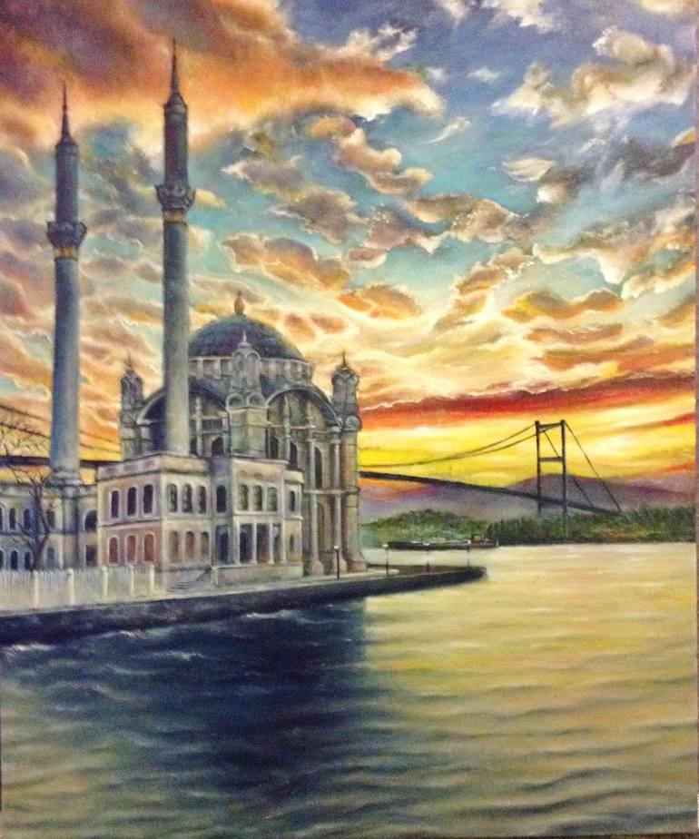 Sunset in Istanbul Painting by Seyfali Rustamzade | Saatchi Art