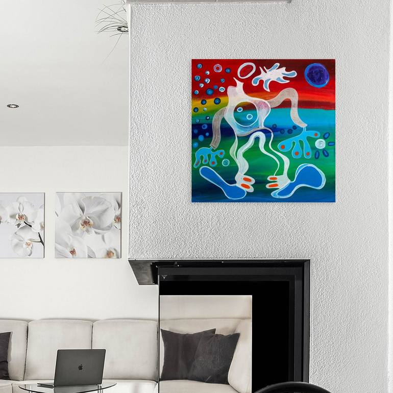 Original Abstract Expressionism Fantasy Painting by Nathalie Gribinski