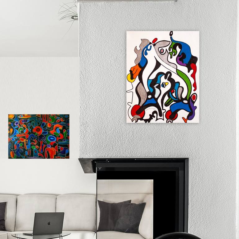 Original Abstract Expressionism Fantasy Painting by Nathalie Gribinski