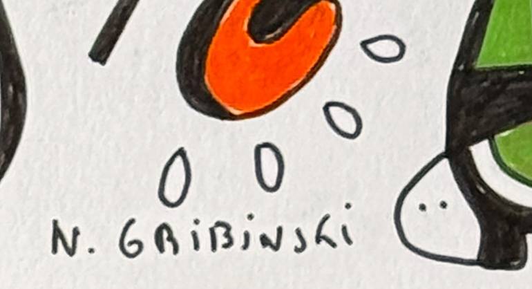 Original Abstract Humor Drawing by Nathalie Gribinski