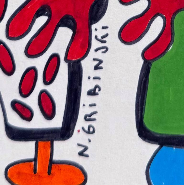 Original Abstract Humor Drawing by Nathalie Gribinski