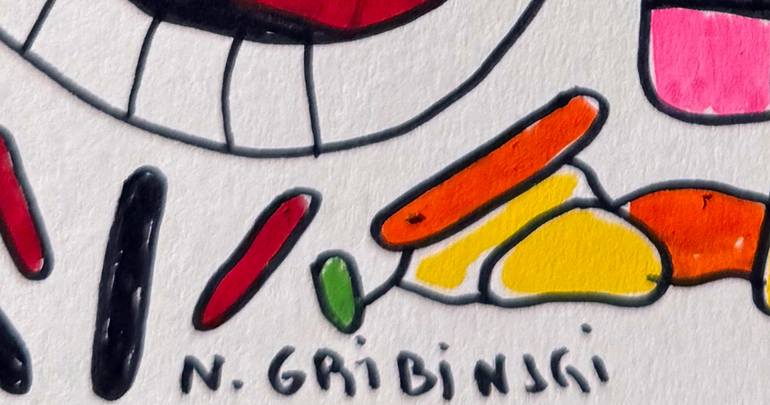 Original Abstract Humor Drawing by Nathalie Gribinski