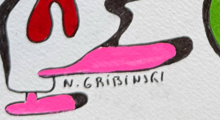 Original Abstract Humor Drawing by Nathalie Gribinski