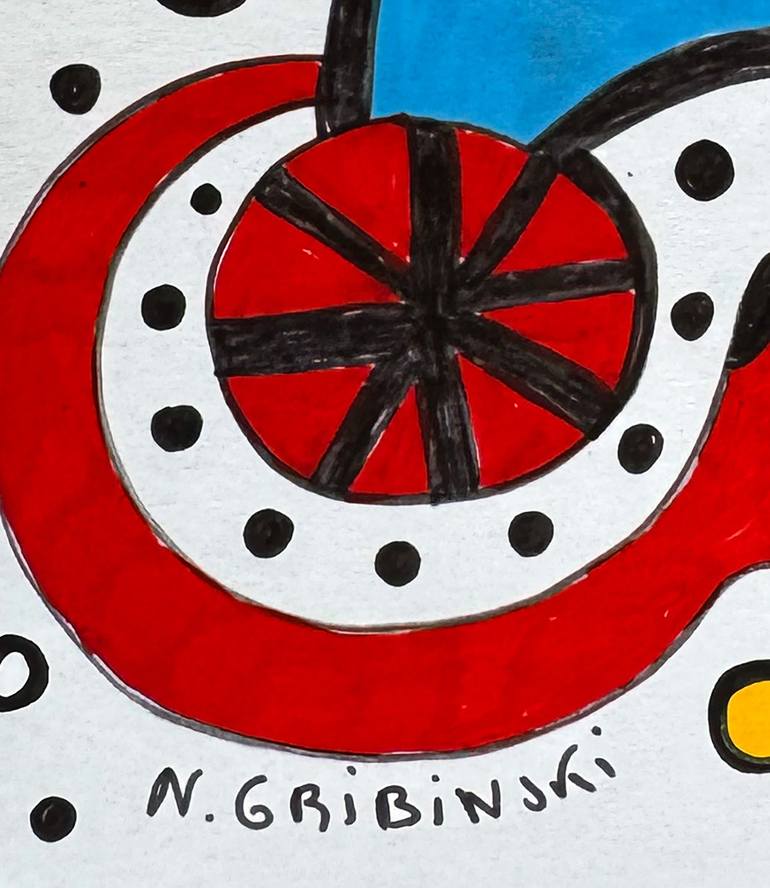 Original Abstract Humor Drawing by Nathalie Gribinski