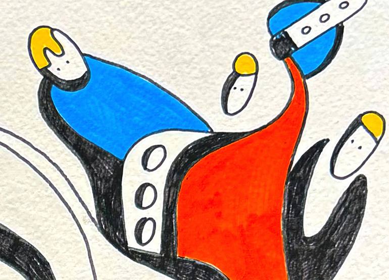 Original Abstract Humor Drawing by Nathalie Gribinski