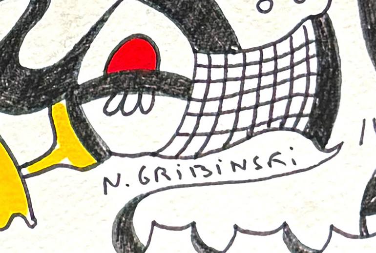 Original Abstract Humor Drawing by Nathalie Gribinski