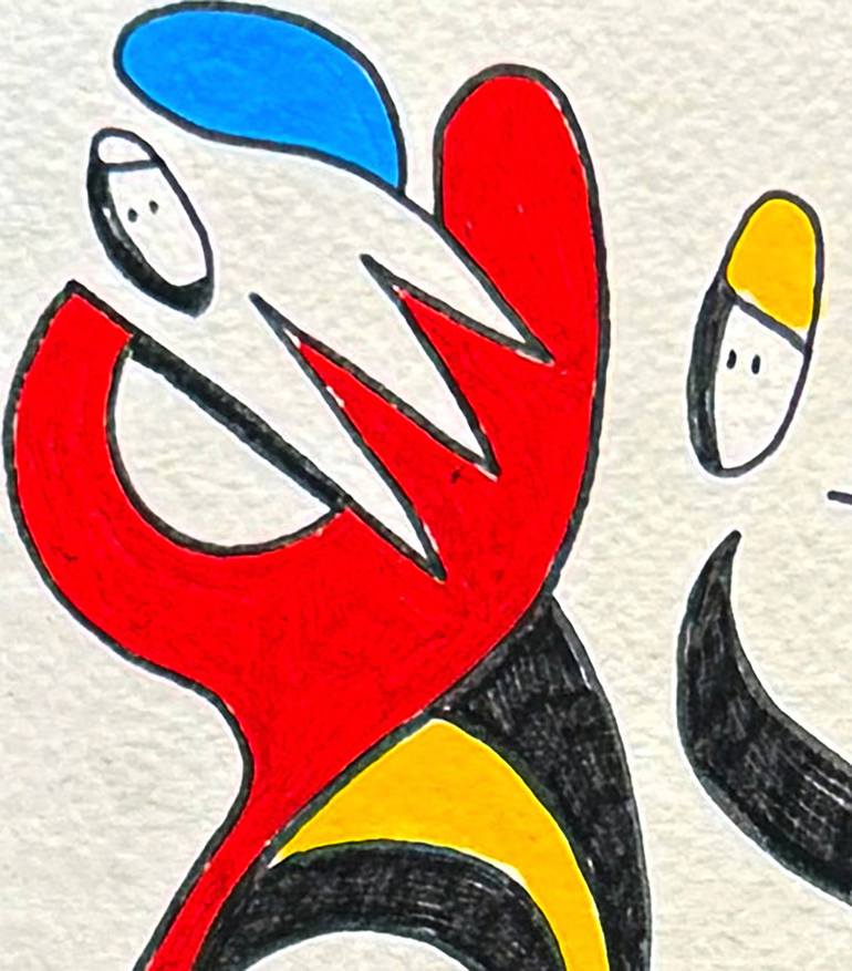 Original Abstract Humor Drawing by Nathalie Gribinski