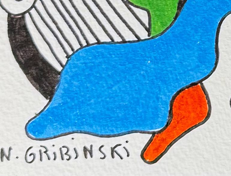 Original Abstract Humor Drawing by Nathalie Gribinski