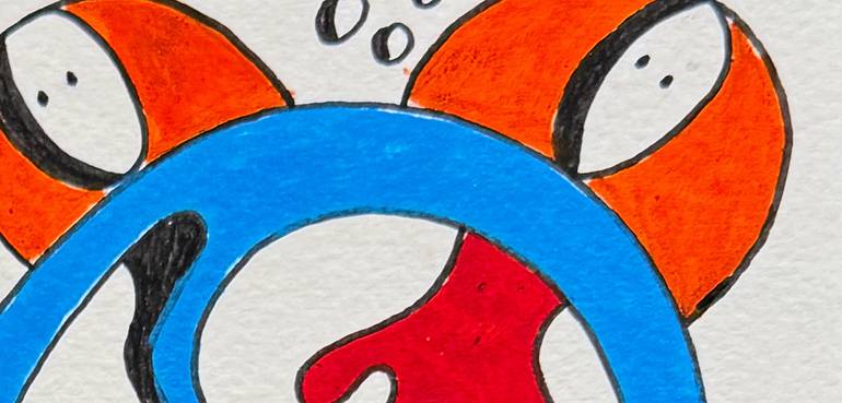 Original Abstract Humor Drawing by Nathalie Gribinski