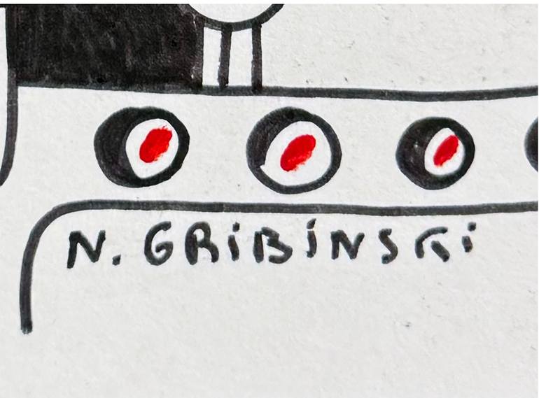Original Abstract Humor Drawing by Nathalie Gribinski