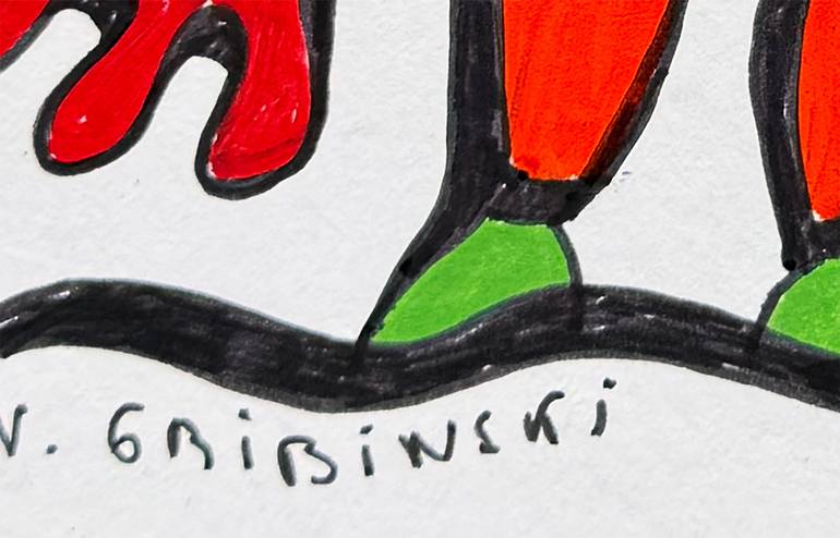 Original Abstract Humor Drawing by Nathalie Gribinski