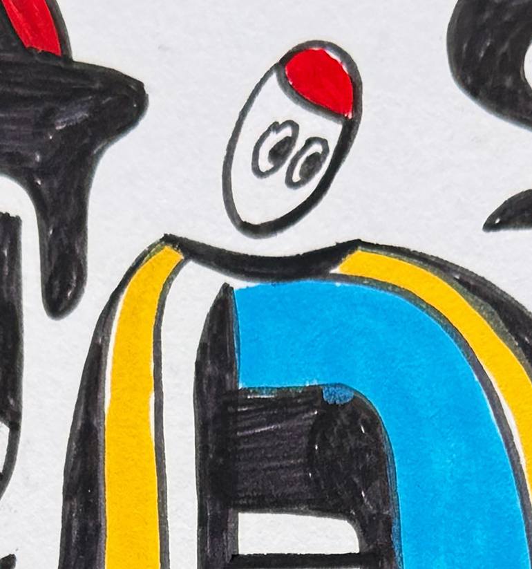 Original Abstract Humor Drawing by Nathalie Gribinski