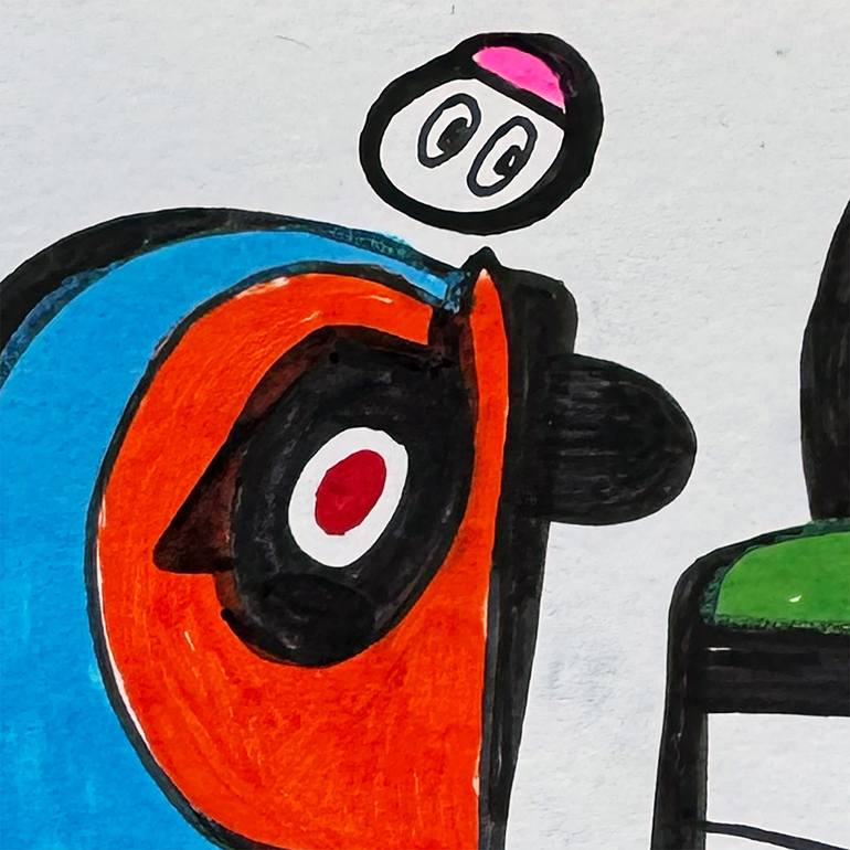 Original Abstract Humor Drawing by Nathalie Gribinski