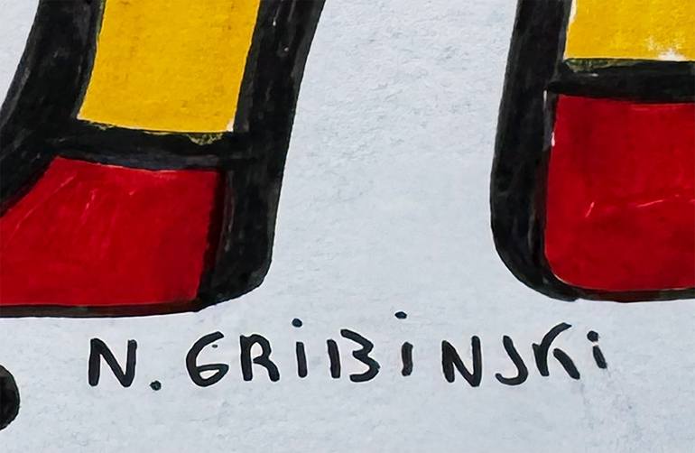Original Abstract Humor Drawing by Nathalie Gribinski