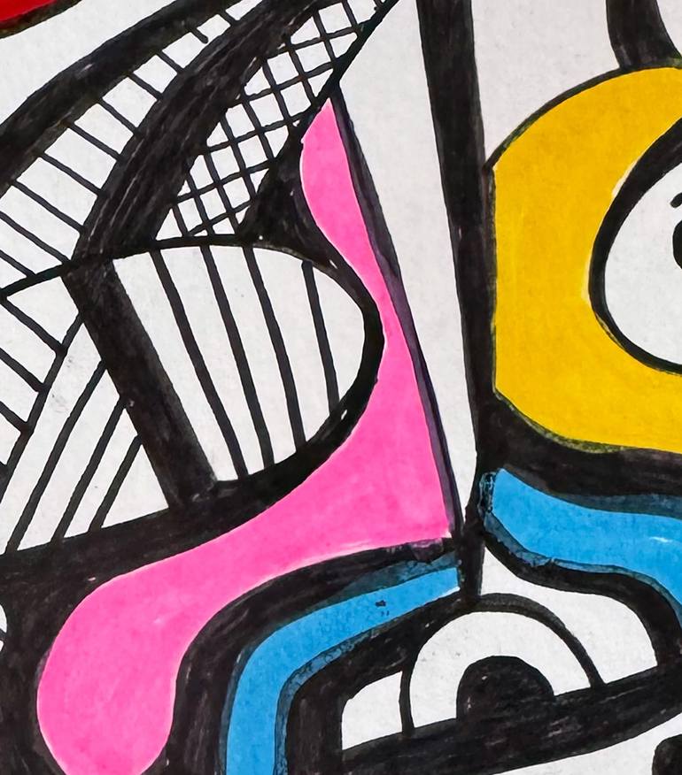 Original Abstract Humor Drawing by Nathalie Gribinski