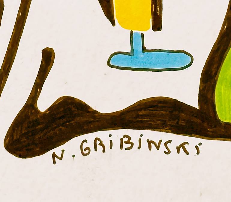 Original Abstract Humor Drawing by Nathalie Gribinski