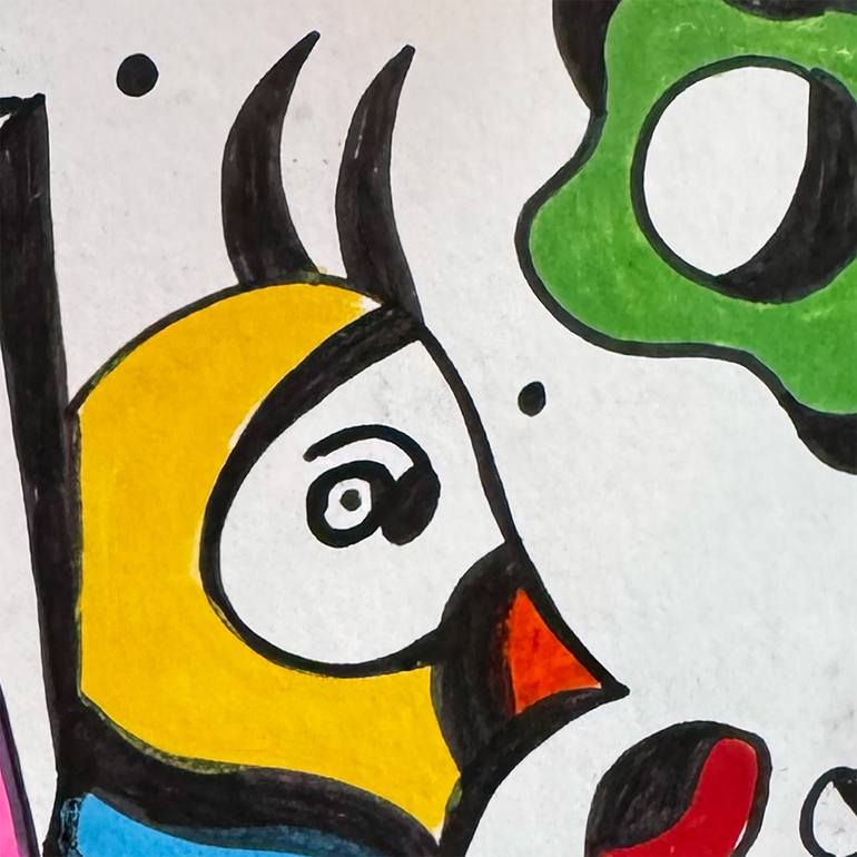 Original Abstract Humor Drawing by Nathalie Gribinski