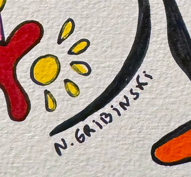 Original Abstract Humor Drawing by Nathalie Gribinski