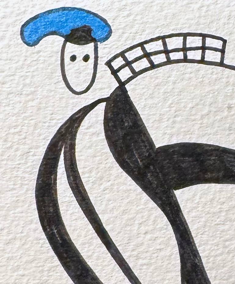 Original Abstract Humor Drawing by Nathalie Gribinski
