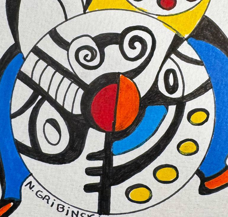 Original Abstract Humor Drawing by Nathalie Gribinski