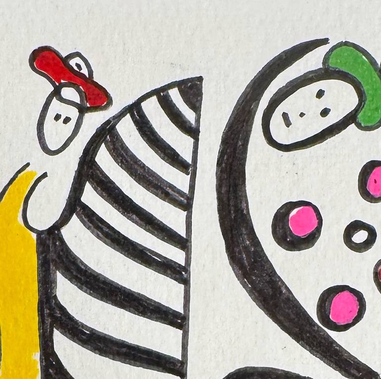 Original Abstract Humor Drawing by Nathalie Gribinski