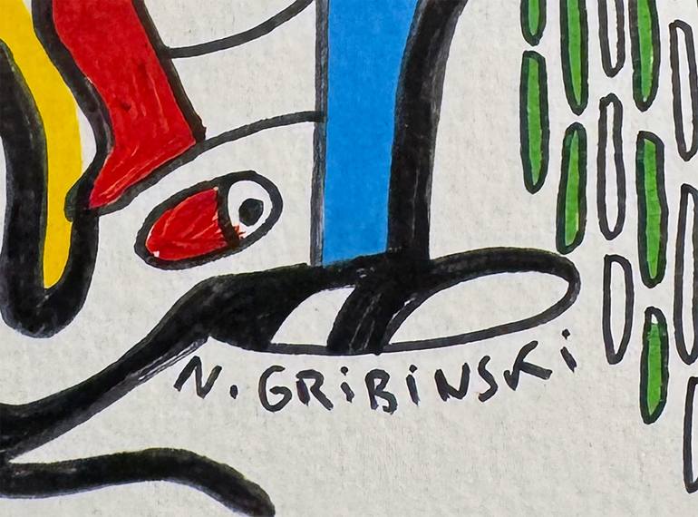 Original Abstract Humor Drawing by Nathalie Gribinski