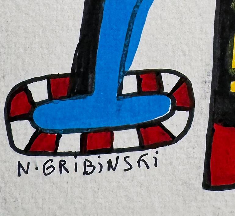 Original Abstract Humor Drawing by Nathalie Gribinski