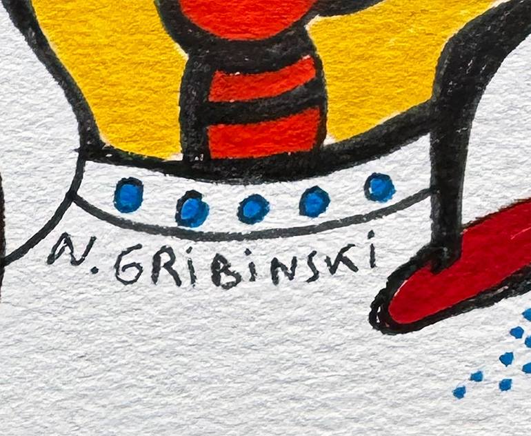 Original Abstract Humor Drawing by Nathalie Gribinski