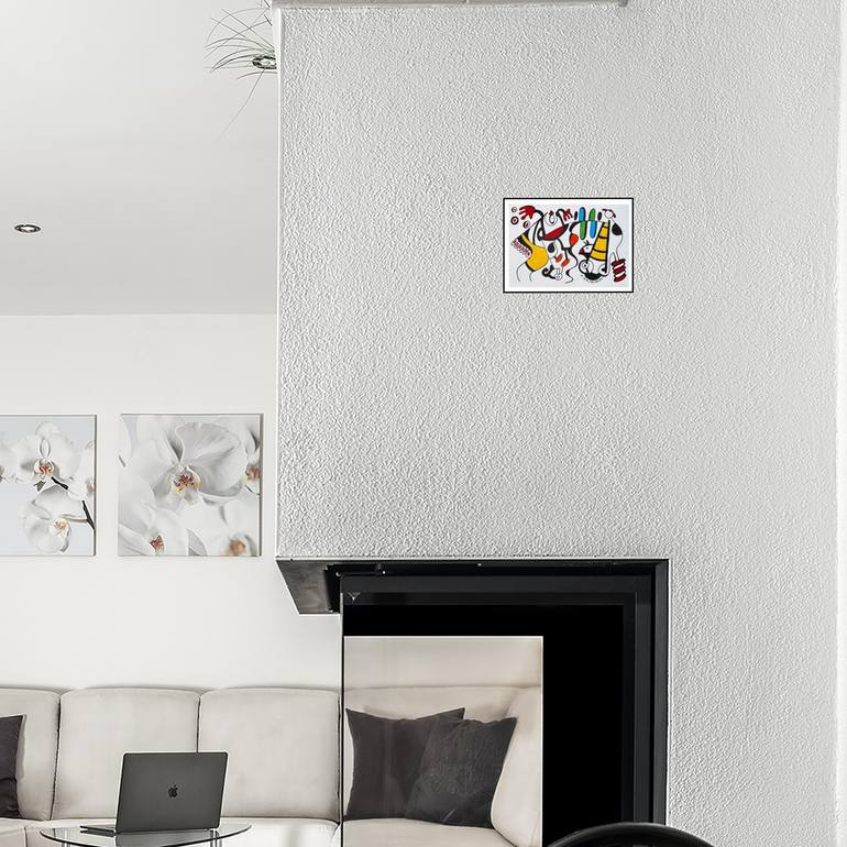 Original Abstract Humor Drawing by Nathalie Gribinski