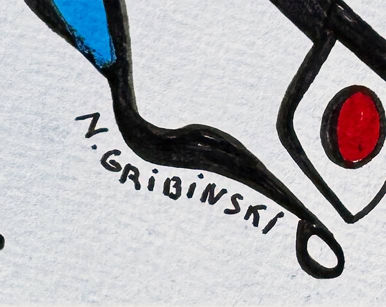 Original Abstract Humor Drawing by Nathalie Gribinski