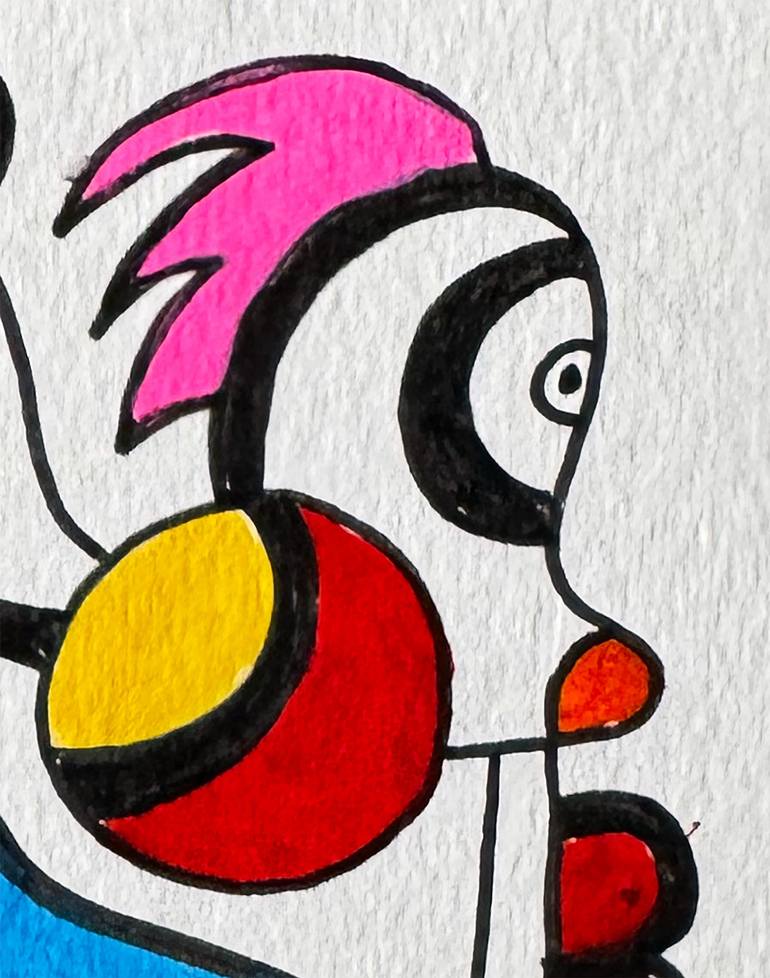 Original Abstract Humor Drawing by Nathalie Gribinski