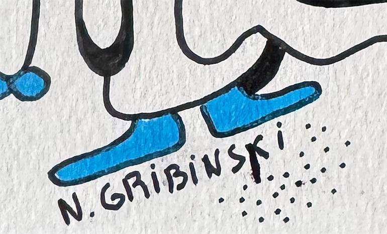 Original Abstract Humor Drawing by Nathalie Gribinski