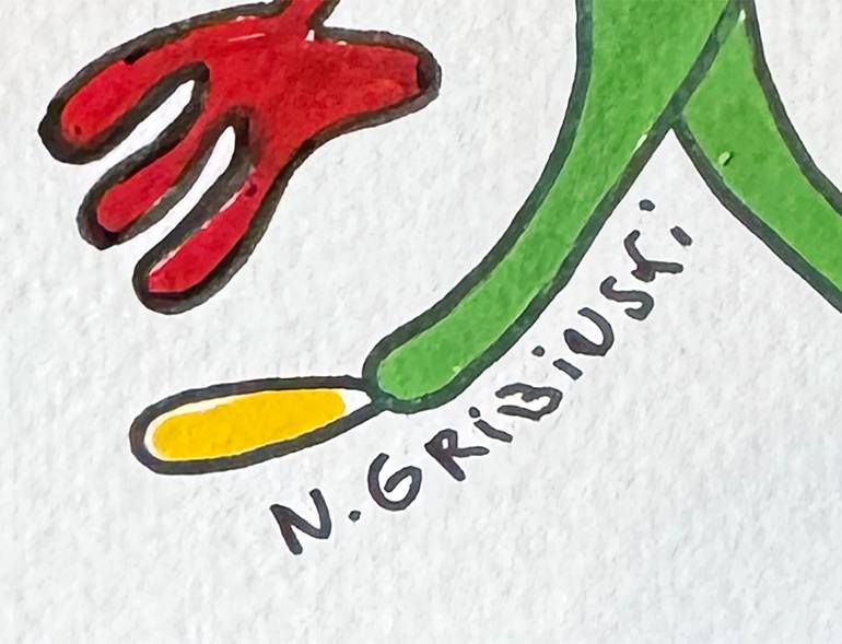 Original Abstract Humor Drawing by Nathalie Gribinski