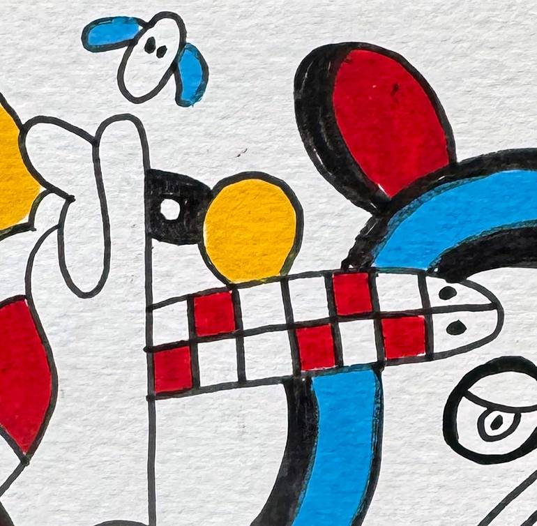 Original Abstract Humor Drawing by Nathalie Gribinski