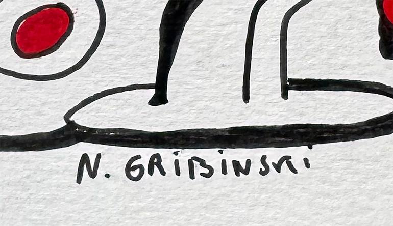 Original Abstract Humor Drawing by Nathalie Gribinski