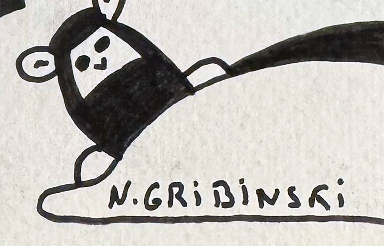 Original Abstract Humor Drawing by Nathalie Gribinski