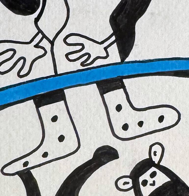 Original Abstract Humor Drawing by Nathalie Gribinski