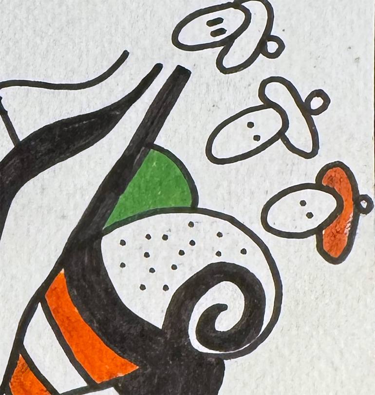 Original Abstract Humor Drawing by Nathalie Gribinski