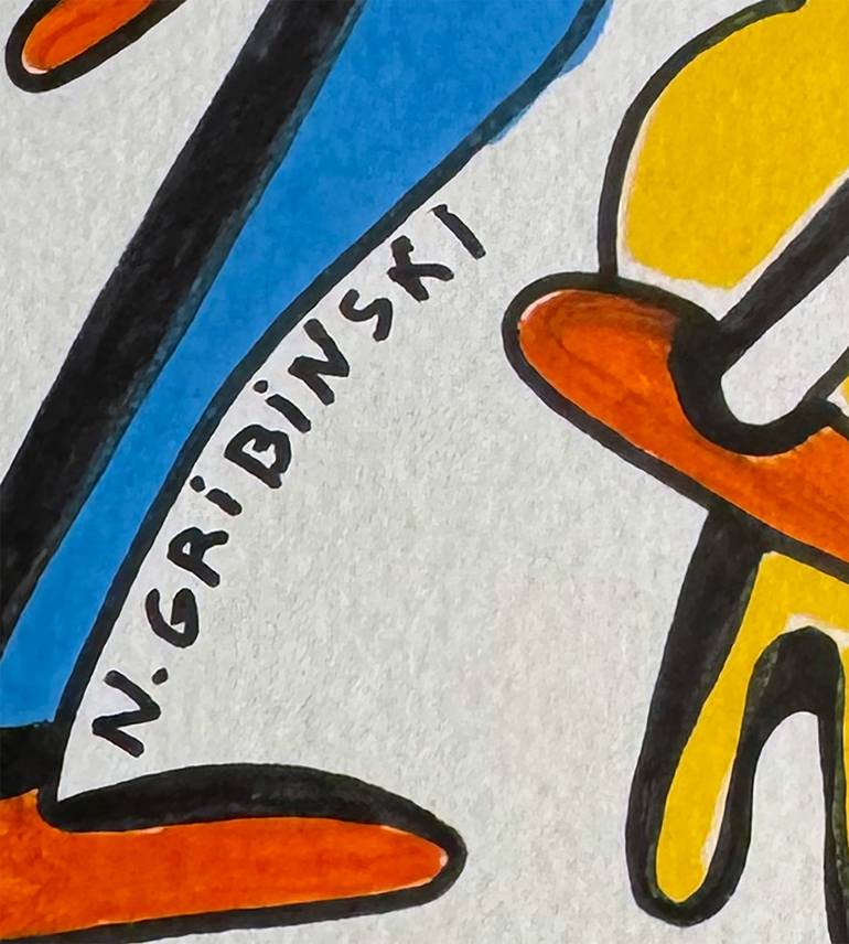 Original Abstract Humor Drawing by Nathalie Gribinski