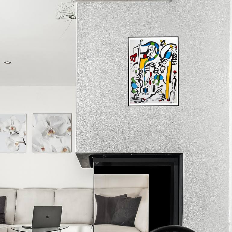 Original Abstract Humor Drawing by Nathalie Gribinski