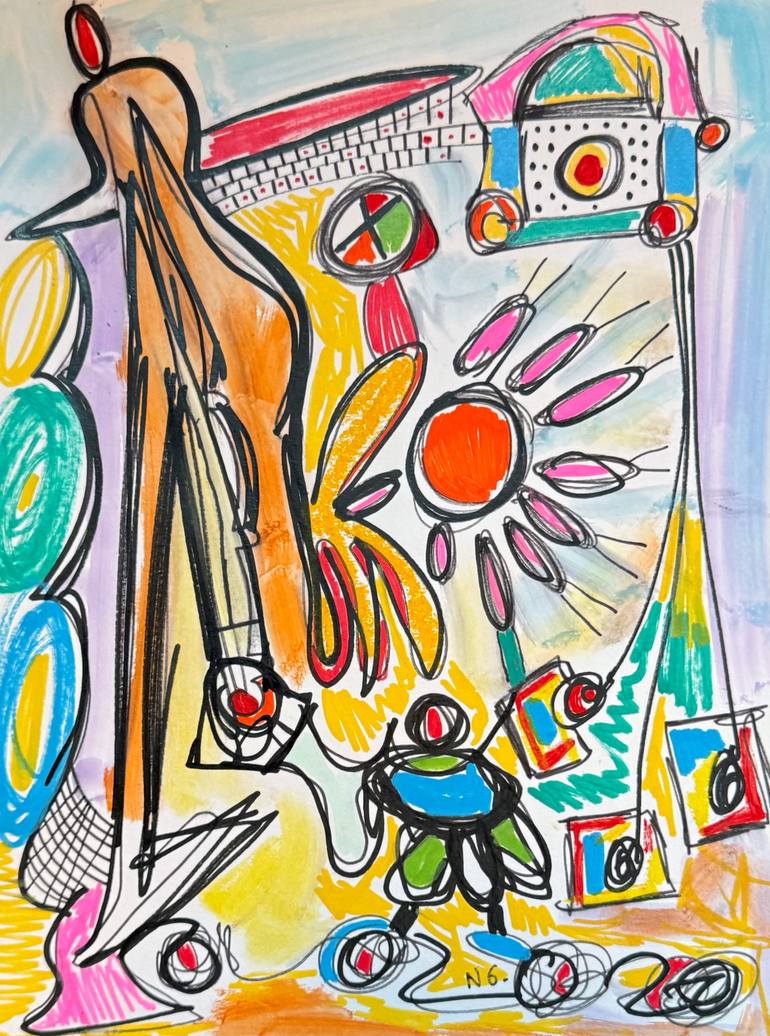Original Abstract Painting by Nathalie Gribinski | Abstract Art on Paper | The Little Explorer