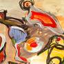 Abstract painting created with watercolors, charcoals, and acrylics on paper. Needs to be framed.
