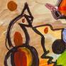 Abstract painting created with watercolors, charcoals, and acrylics on paper. Needs to be framed.