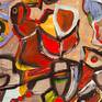Abstract painting created with watercolors, charcoals, and acrylics on paper. Needs to be framed.